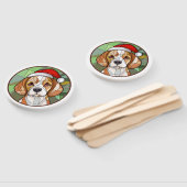 犬魅力的の応援：ベーグルをテーマにしたクリスマス ハンドファン (組立なし)