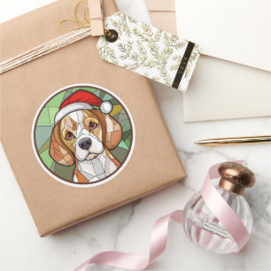 犬魅力的の応援:ベーグルをテーマにしたクリスマス ラウンドシール