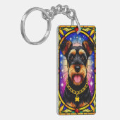 犬鮮やかのステンドグラスポートレート キーホルダー (正面左)