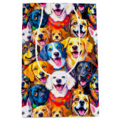 犬鮮やかプリント ミディアムペーパーバッグ (正面)