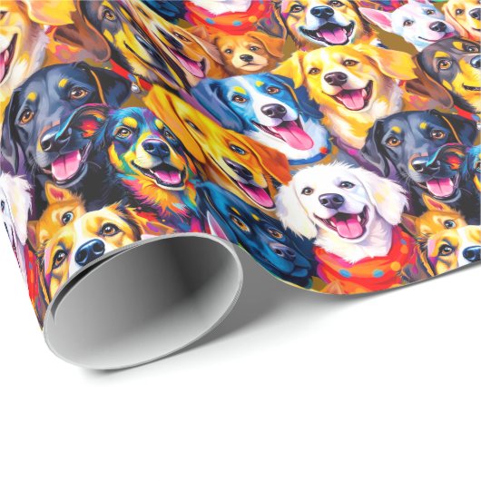 犬鮮やかプリント ラッピングペーパー (ロールコーナー)