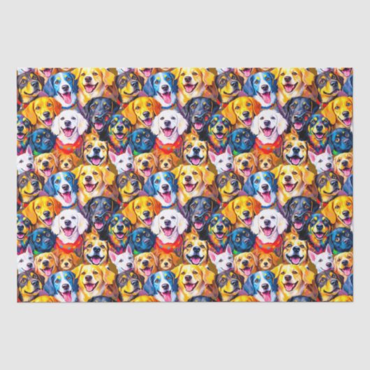 犬鮮やかプリント 薄葉紙 (正面)