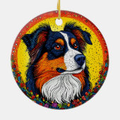 犬鮮やか図解入りの、写真付きののポートレート セラミックオーナメント (裏面)