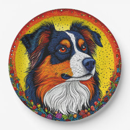 犬鮮やか図解入りの、写真付きののポートレート ペーパープレート