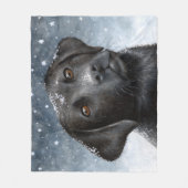犬100の黒いラブラドール フリースブランケット (正面)