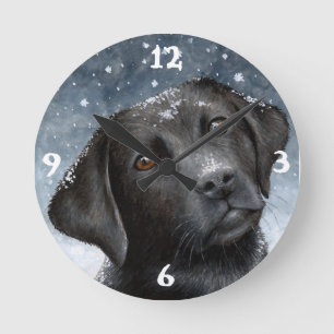 犬100の黒いラブラドール ラウンド壁時計