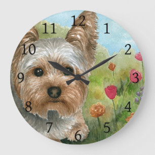 犬117のヨークシャの花の自然 ラージ壁時計