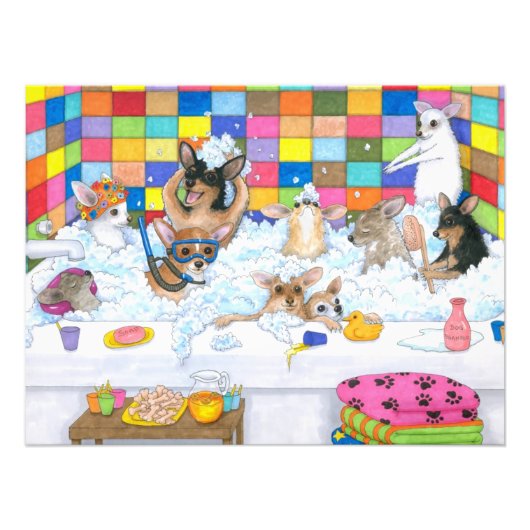 犬121千おもしろい華風呂の中 フォトプリント            (正面)