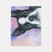 犬128のボストンテリア フリースブランケット (正面)