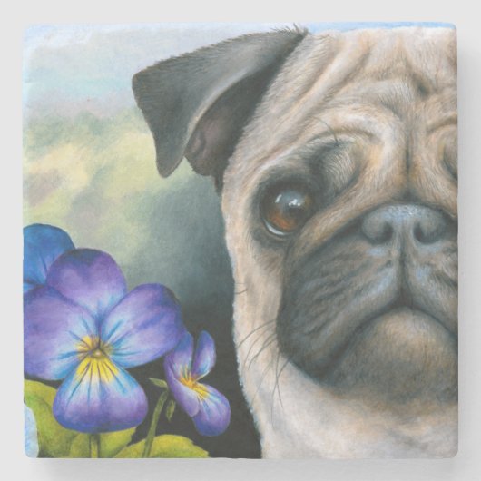 犬133のパグ ストーンコースター (正面)