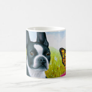 犬134ボストンテリアバタフライ コーヒーマグカップ