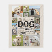 犬14写真コラージュ私の犬の名前を愛 フリースブランケット (正面)