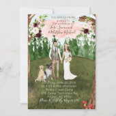 犬2匹の犬と森の結婚式招待状 招待状 (正面)