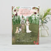 犬2匹の犬と森の結婚式招待状 招待状 (スタンド正面)