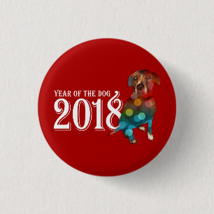 犬2018の二重露光の年 缶バッジ