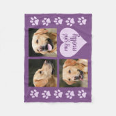 犬3の写真のコラージュ私の女の子の紫色の名前 フリースブランケット (正面)