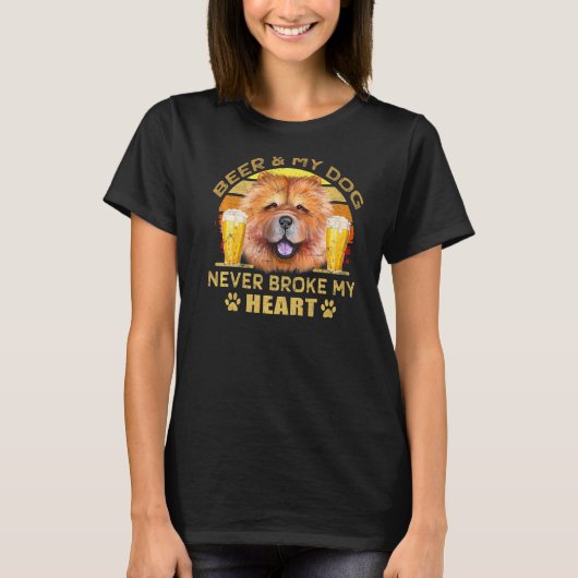 犬365 Beer & Chow Chow Dogが私のハートを壊さない Tシャツ (正面)