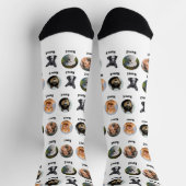 犬5匹、名前5匹、犬の写真 – 白パーソナライズされた色 ソックス (上部)