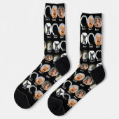 犬5匹、名前5匹、犬の写真 – 黒パーソナライズされた色 ソックス (左)