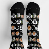 犬5匹、名前5匹、犬の写真 – 黒パーソナライズされた色 ソックス (上部)