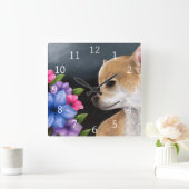 犬77のチワワ スクエア壁時計 (ホーム)