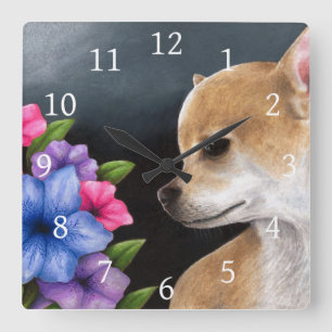 犬77のチワワ スクエア壁時計