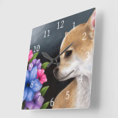 犬77のチワワ スクエア壁時計 (傾斜)