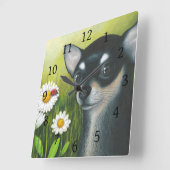 犬79の黒いチワワのてんとう虫 スクエア壁時計 (傾斜)