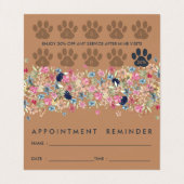 犬8型の子犬と花ネイビーブラウン 名刺 (内部フラット)