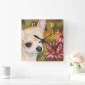 犬85のチワワの蝶 スクエア壁時計 (ホーム)