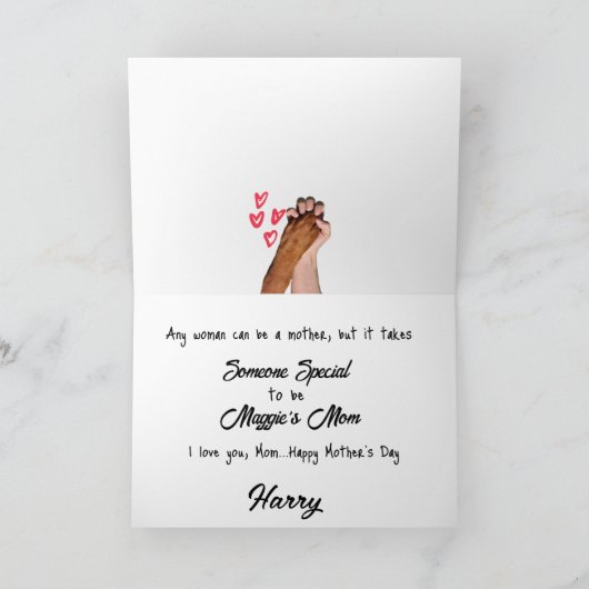 犬…あなたの大切な子供…カスタム母の日カード サンキューカード (内部)