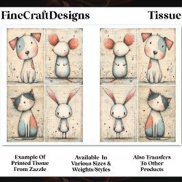 犬、お洒落猫、マウス、バニーDS1Bのデコページ 薄葉紙