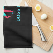 犬 – かわいいポップ・アートのペットアート青と赤の抽象芸術 キッチンタオル (四つ折り)