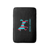 犬 – かわいいポップ・アートのペットアート青と赤の抽象芸術 バスマット (正面縦)