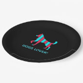 犬 – かわいいポップ・アートのペットアート青と赤の抽象芸術 ペーパープレート (アングル)