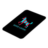 犬 – かわいいポップ・アートのペットアート青と赤の抽象芸術 マグネット (左側)