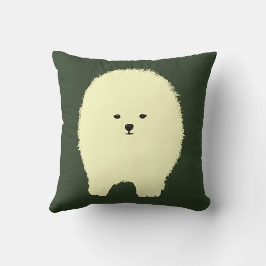 犬、かわいいポメラニア犬、ふわふわなペットスケッチクッション クッション (裏面)