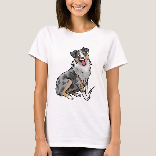 犬-オーストラリアの羊飼い-ブルーメル Tシャツ (正面)