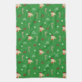 犬、カニ、キャンディーキャンクリスマスのキッチンタオル キッチンタオル (縦)