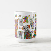 犬、カラフル猫、動物の品揃えマグ コーヒーマグカップ (中央)