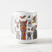 犬、カラフル猫、動物の品揃えマグ コーヒーマグカップ (正面左)