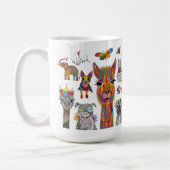 犬、カラフル猫、動物の品揃えマグ コーヒーマグカップ (左)