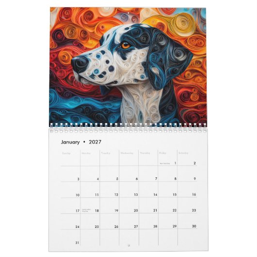 犬 カレンダー (1月 2027)