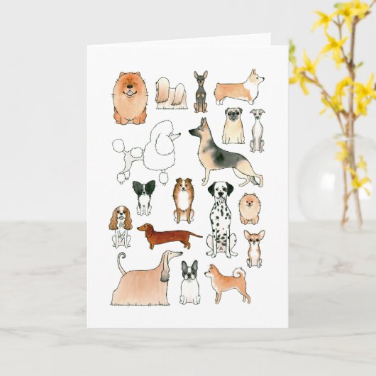 犬 カード (黄色い花)