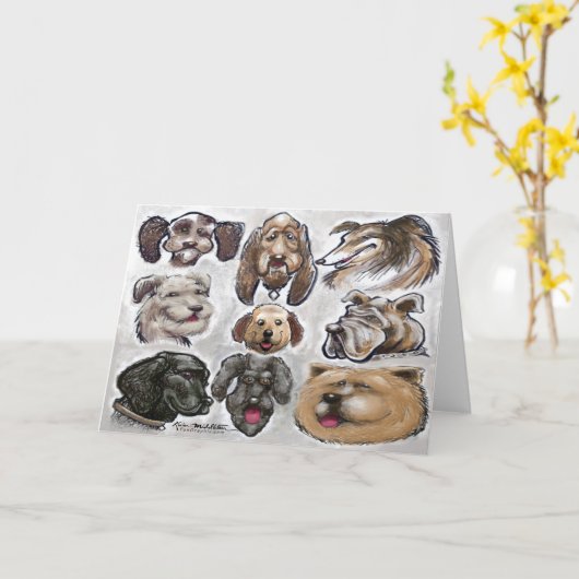 犬 カード (黄色い花)