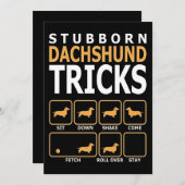 犬 ギフト | 意固地なダックスフンドのトリック 招待状 (正面/裏面)