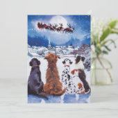 犬、クリスマス、犬、救助犬、休日、サンタ、 シーズンカード (スタンド正面)