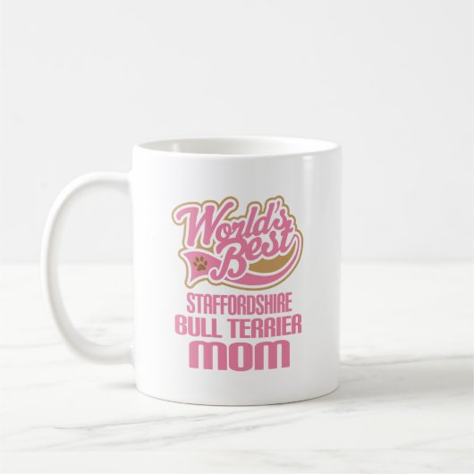 (犬)スタッフォードのブルテリアのお母さん犬の品種ギフト コーヒーマグカップ (左)