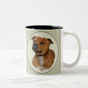 （犬）スタッフォードのブルテリアのギフト ツートーンマグカップ