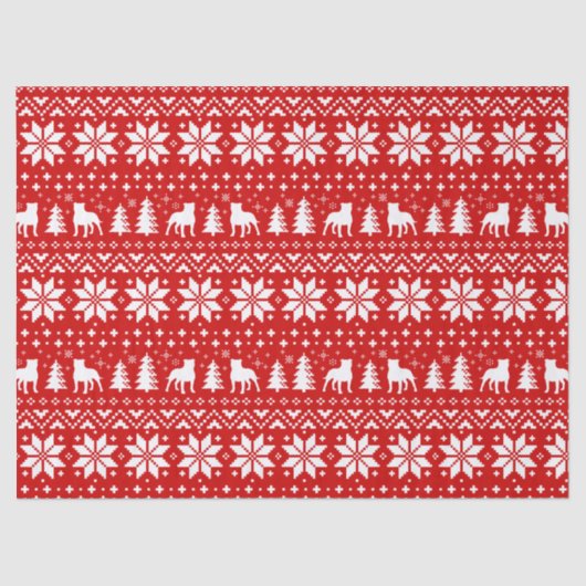 （犬）スタッフォードのブルテリアのクリスマスパターン赤 薄葉紙 (正面)